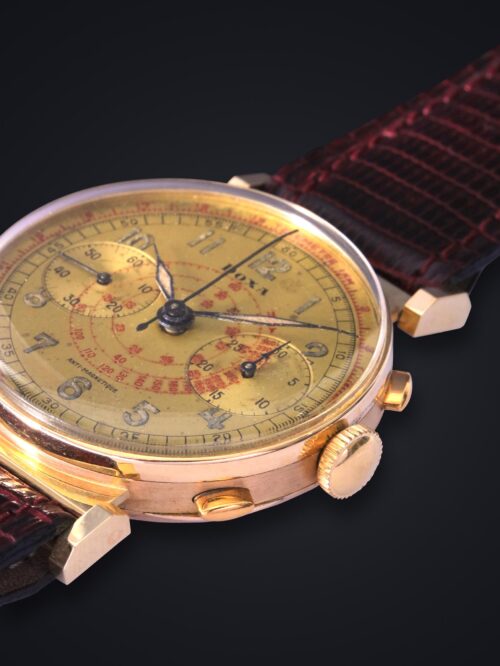Doxa chronograph moveable lugs Valjoux 22 14k gold